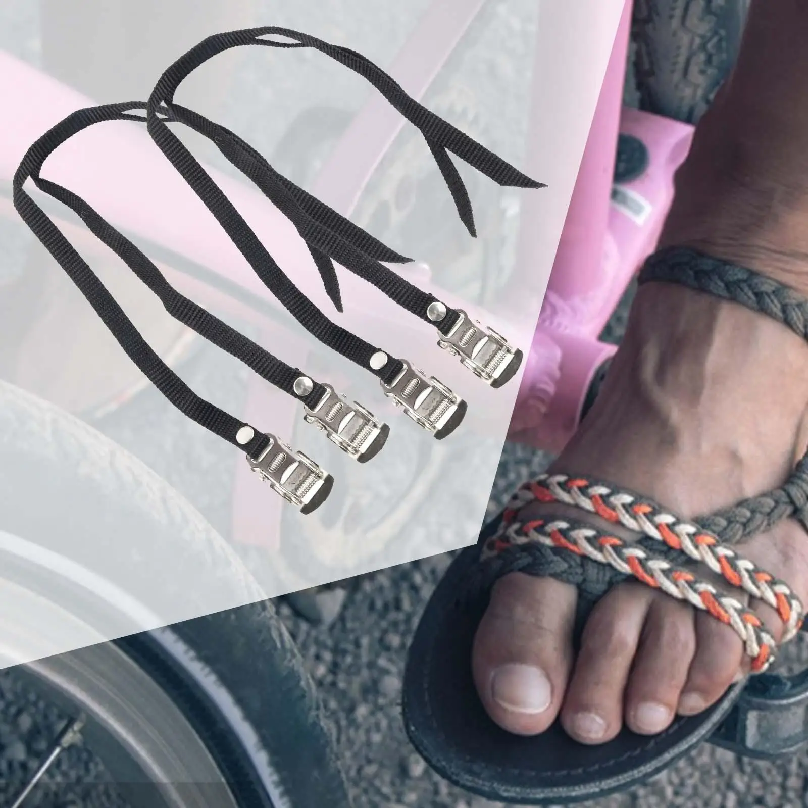 4 Pieces Bike Pedal Straps Bikes Pedal Toe Straps Belt Toe Clips Straps for Mountain Road Bike Fixed Gear Bike Accessories