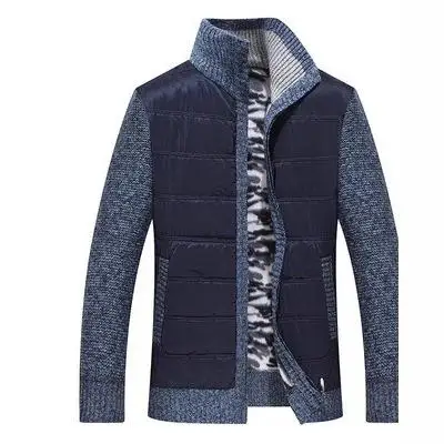 

Мужской утепленный кардиган с воротником-стойкой, теплый вязаный свитер с открытым передом, длинный рукав, повседневный британский стиль, для мужчин среднего возраста