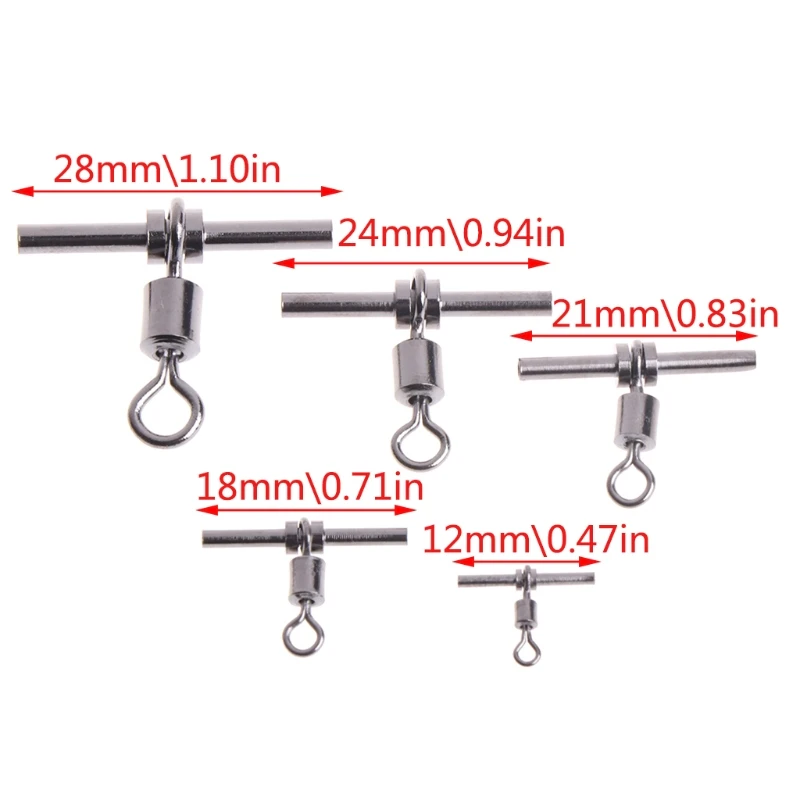 20Pcs T-shape Fishing Swivel Fish Barrel Cross-line Brass for Head Fishing