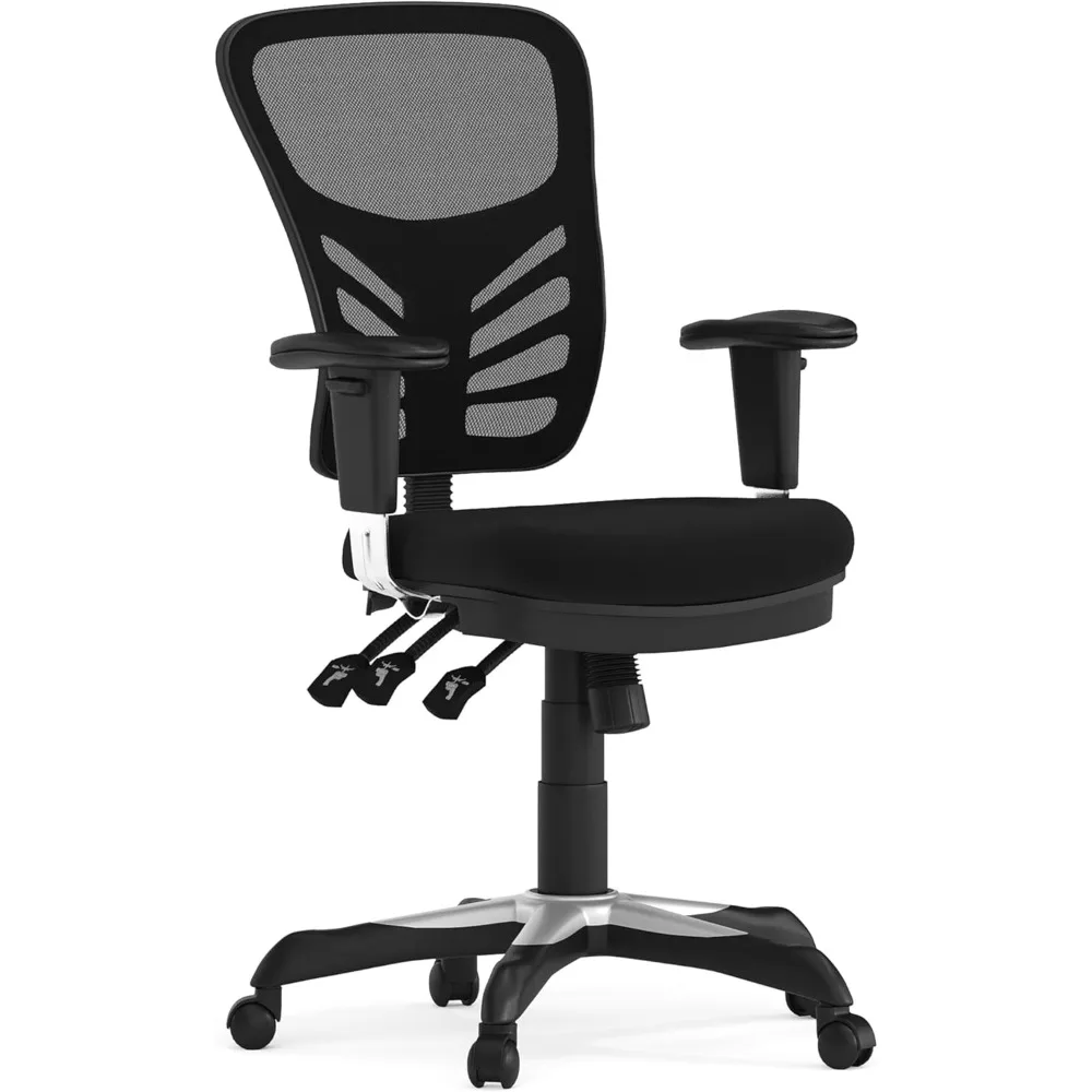 

Mid-Back Swivel Office and Gaming Chair, Ergonomic Mesh Office Chair with Adjustable Lumbar Support and Height, Black