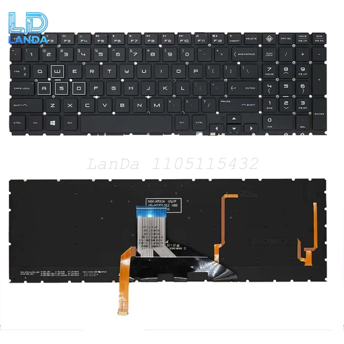 Keyboard For HP 15-DC005TX 15-DC004TX 15-DH TPN-Q211 C143 Black US Backlit