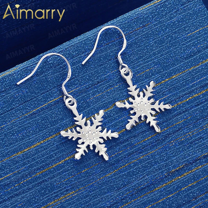 925 Sterling Silver Fresh Winter Snowflake Earrings for Women's Parties Banquets Weddings High-quality Fashion Jewelry