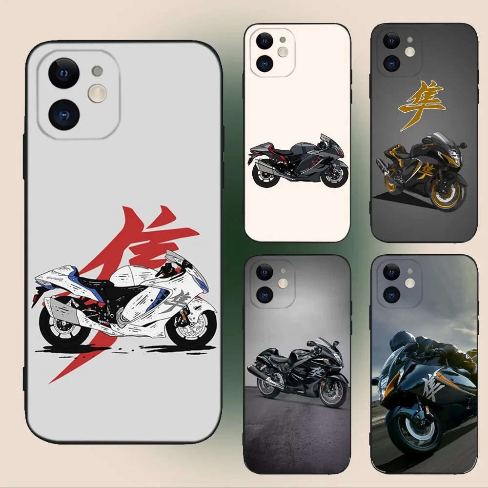 Cool Motorcycle Phone Case For iPhone 16,15,14,13,12,11,Plus,Pro Max,XS,X,XR,SE,S-SuzukiS H-HayabusaS Soft Silicone Black Cover