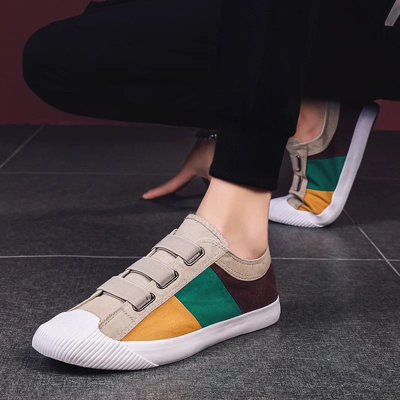 Fashion Men's Canvas Sneakers Casual Shoes Breathable Flat Buckle Loafers Shoes Summer Autumn Mens Designer Men Board Shoes
