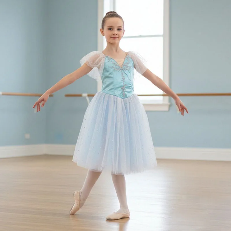 

Ballet Leotards for Girls Dance Leotard Toddler Snowflake Shiny Skirts Ballerina Children Cosplay Dress Stage Shows Costume