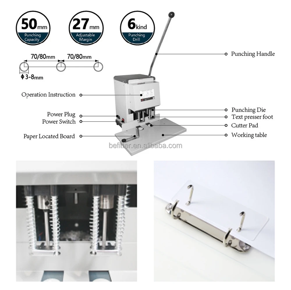 Two holes paper book electric manual hole punching machine