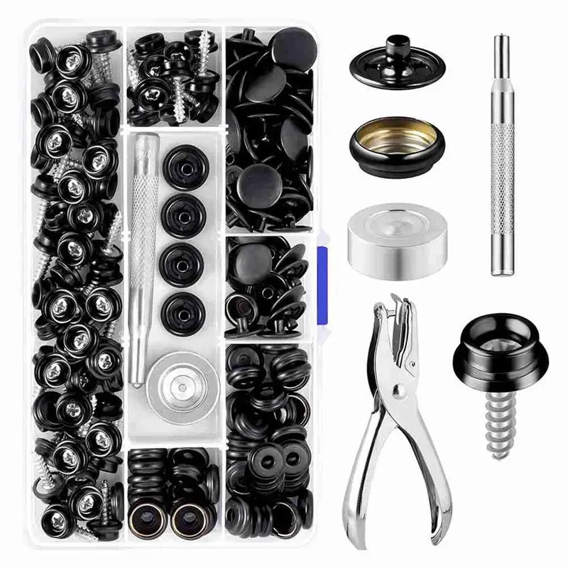 

AEE4-Canvas Snap Kit 2 Pcs Setting Tool,Marine Grade Stainless Steel 3/8In Socket Canvas Snap Button Fastener Kit, For Boat