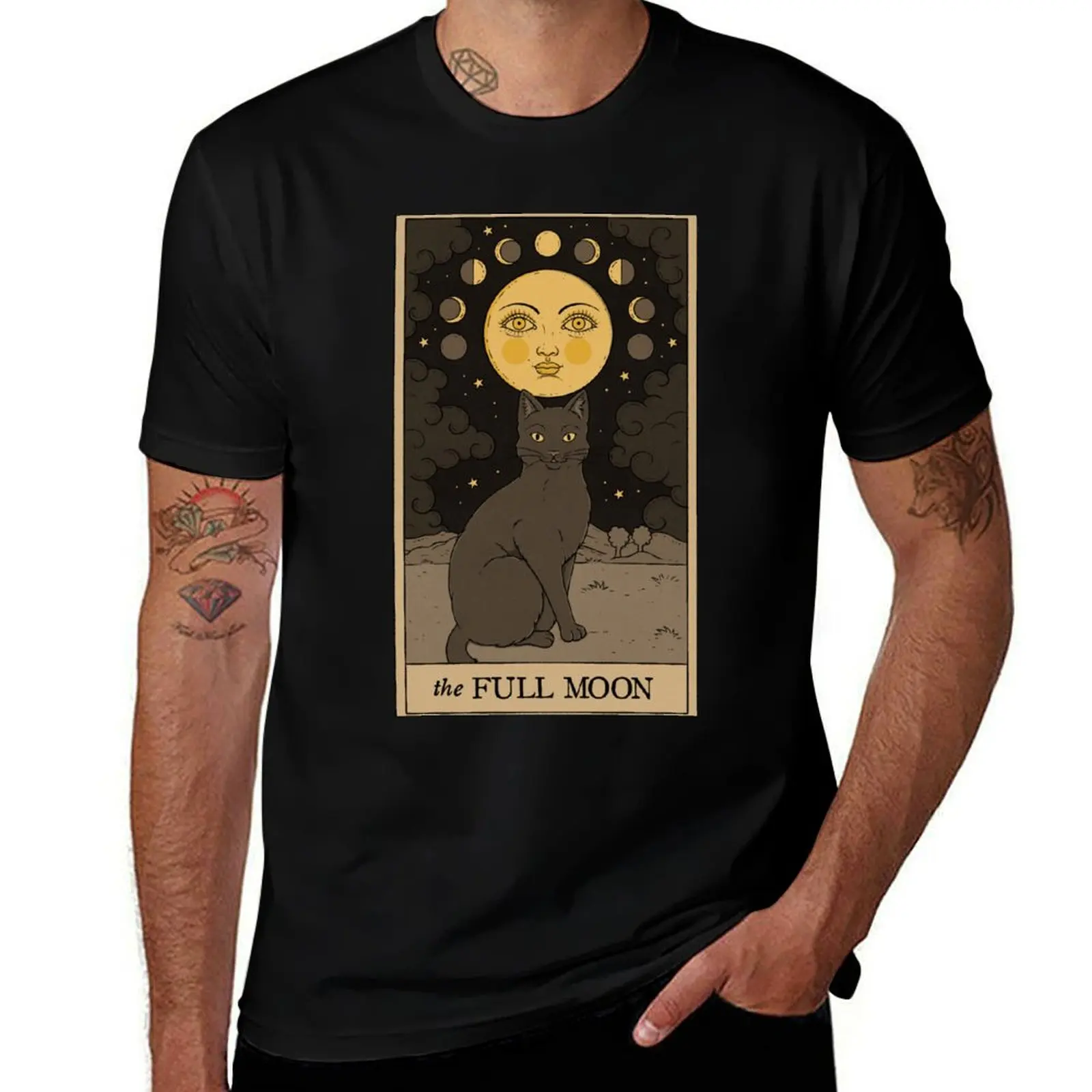 

The Full Moon Cat T-Shirt cotton t shirts high quality printed t shirts for man men t shirt cotton 100% T-Shirt