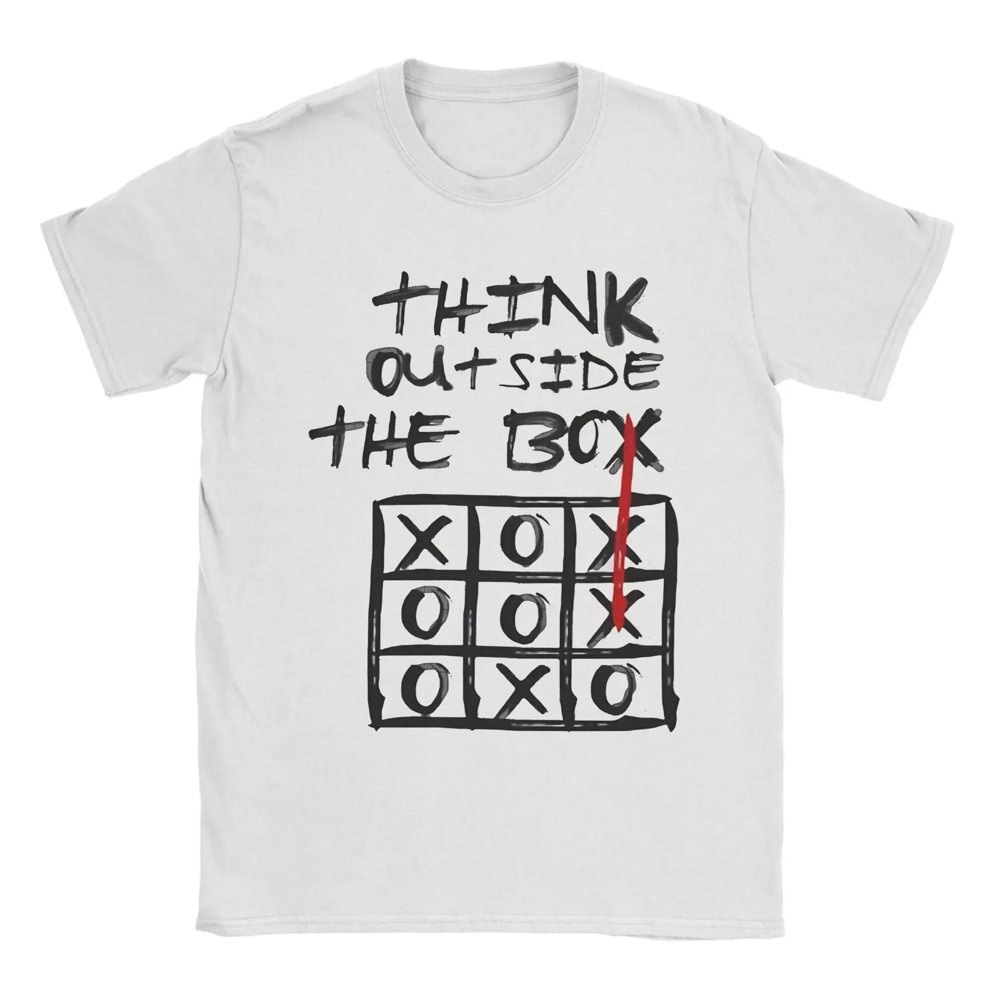 Think Outside The Box - Tic Tac Toe   T-Shirt Men  Fun Cotton Tees Crew Neck Short Sleeve T Shirts Party Tops