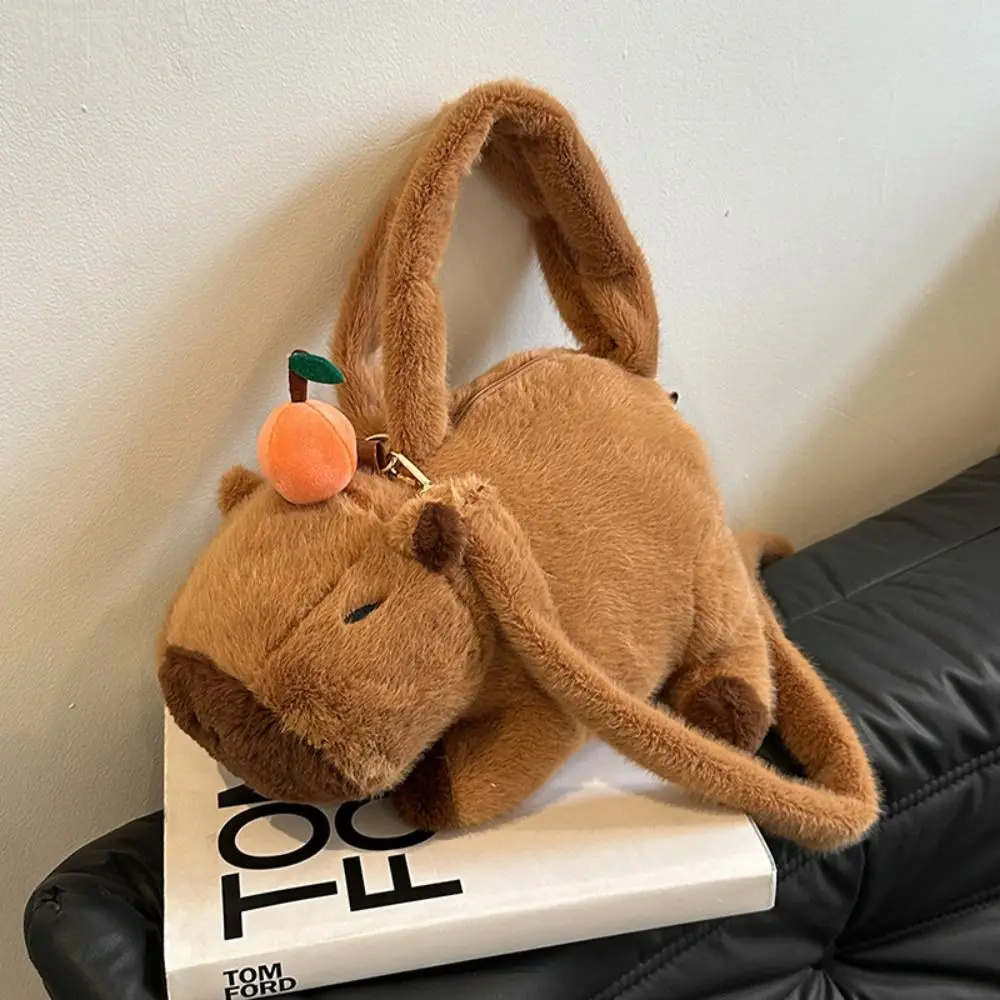 Plush Capybara Capybara Plush กระเป๋าเป้สะพายหลังสัตว์การ์ตูนตุ๊กตา Capybara กระเป๋าสะพายผ้าฝ้ายน่ารักการ์ตูน Crossbody กระเป๋า