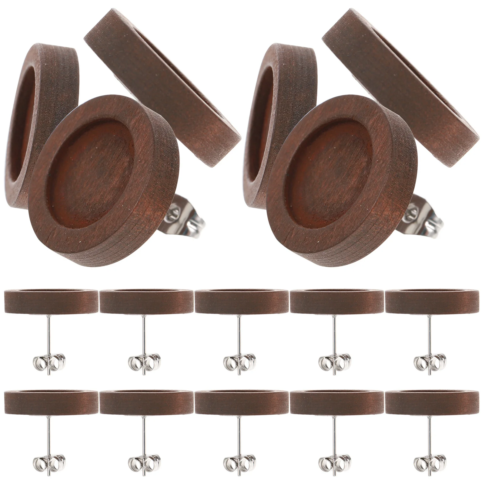 30 قطعة قاعدة الحافة الخشبية الصواني Diy بها بنفسك صنع المجوهرات عدة للأطفال الكبار لوازم الحرفية القرط إعداد الفراغات Diy بها بنفسك القرط