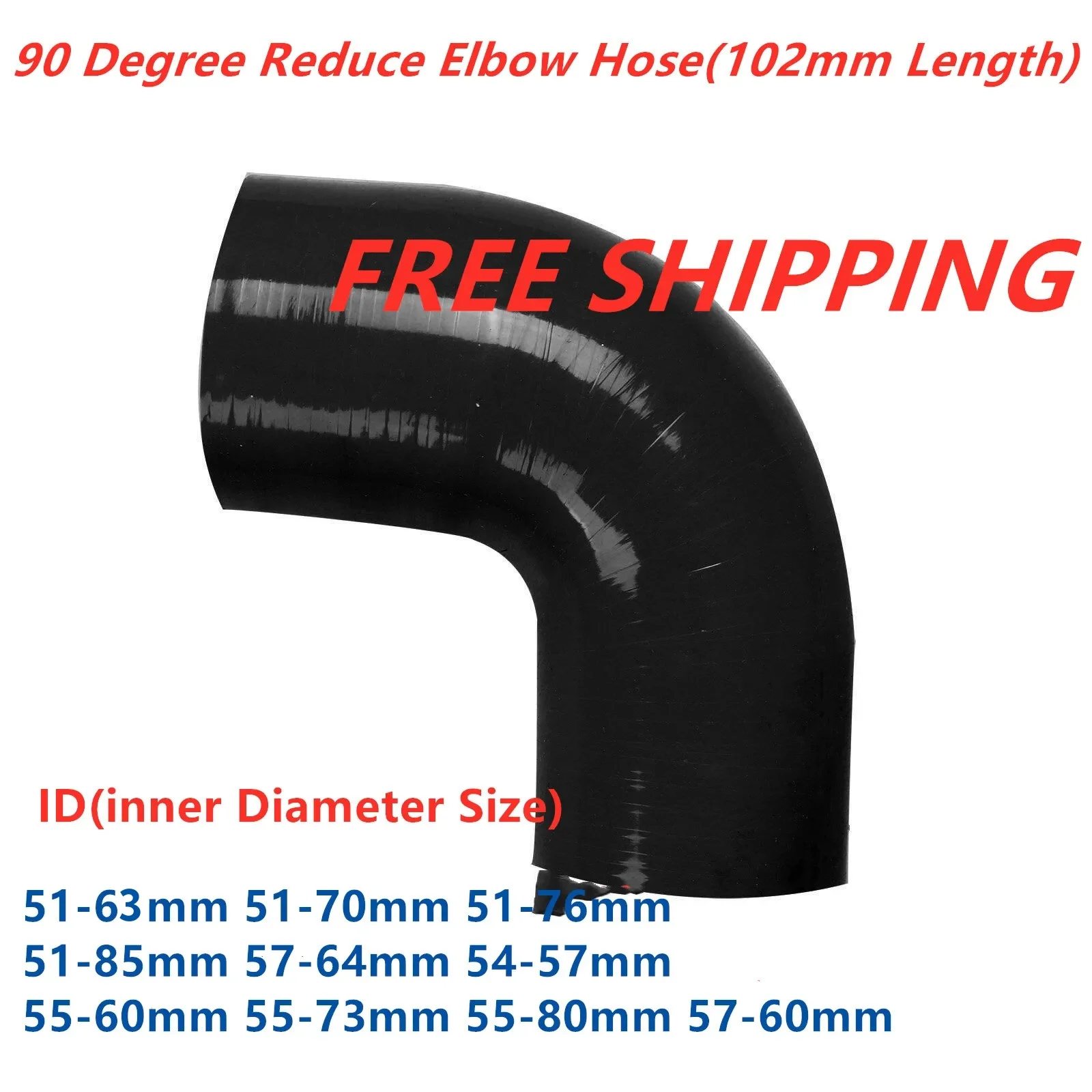 

3/4-ply For 90 Degree Reduce Elbow General Silicone Coolant Intercooler Pipe ID 51mm 54mm 55mm 57 60 64mm 70 73 76 80 Tube Hose