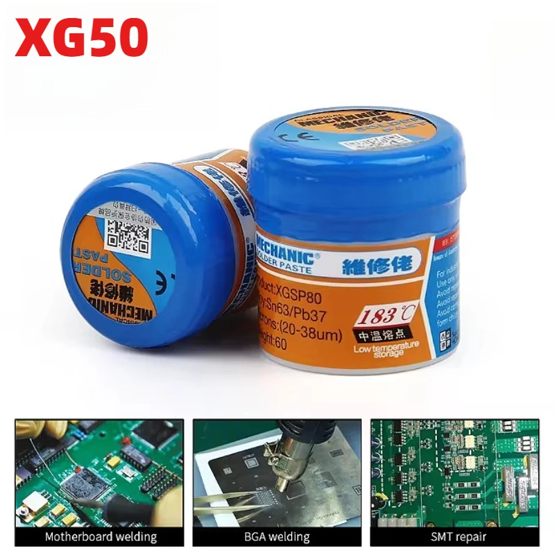 XG50 Medium Temperature Solder Paste 1pcs 35G Liquid Solder Paste SN63 PB37 Lead-Containing SMD BGA SMT Template Solder Tool