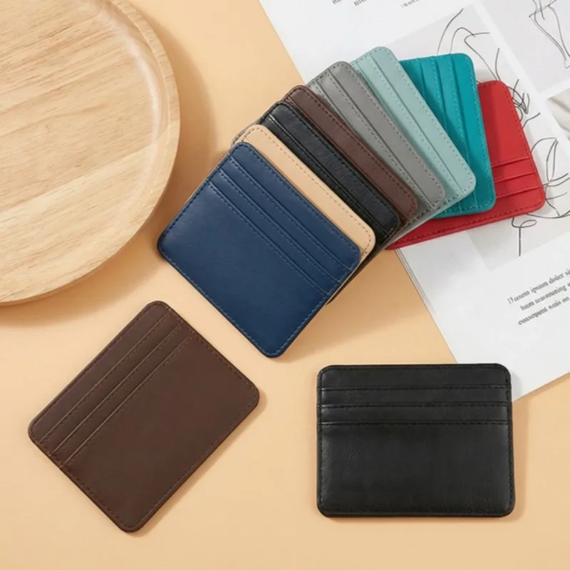

Держатель для карт из искусственной кожи Candy Color - тонкий кошелек с несколькими отделениями для кредитных/удостоверений личности карт