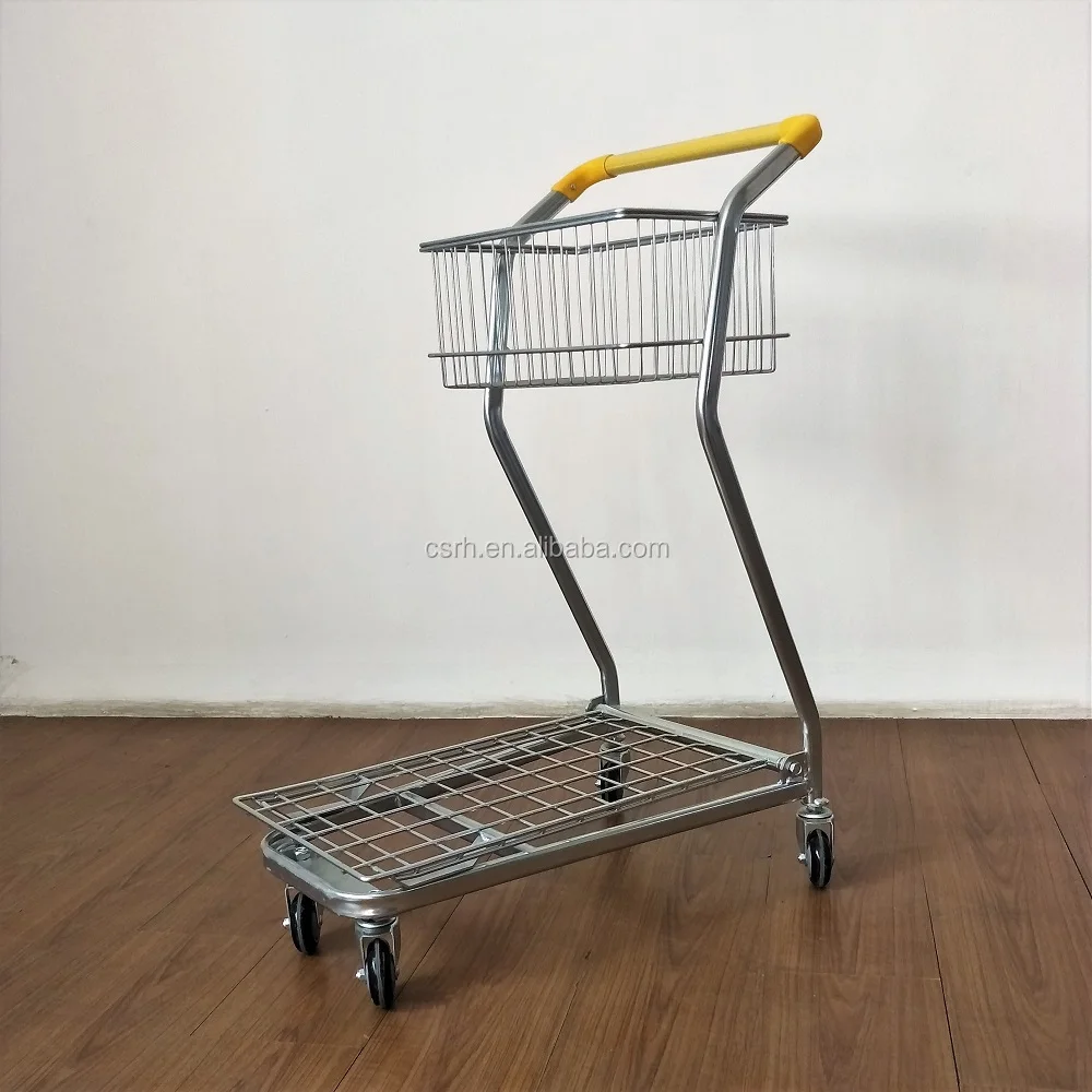 RH-SDB06 720 * 440 * 970 مم عربة تسوق ذات طبقات مزدوجة لمتجر الفاكهة