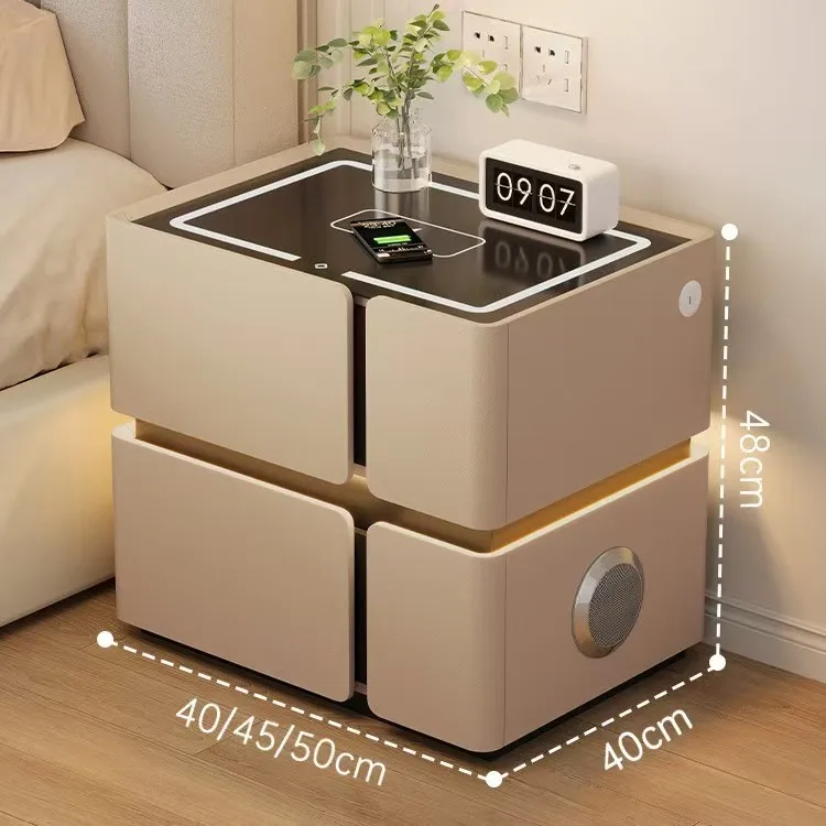 طاولة سرير خشبية ذكية حديثة عالية الجودة مزودة بتقنية البلوتوث وصوت مزدوج وثلاثة ألوان شحن لاسلكي ذكي من المصنع مباشرة #2