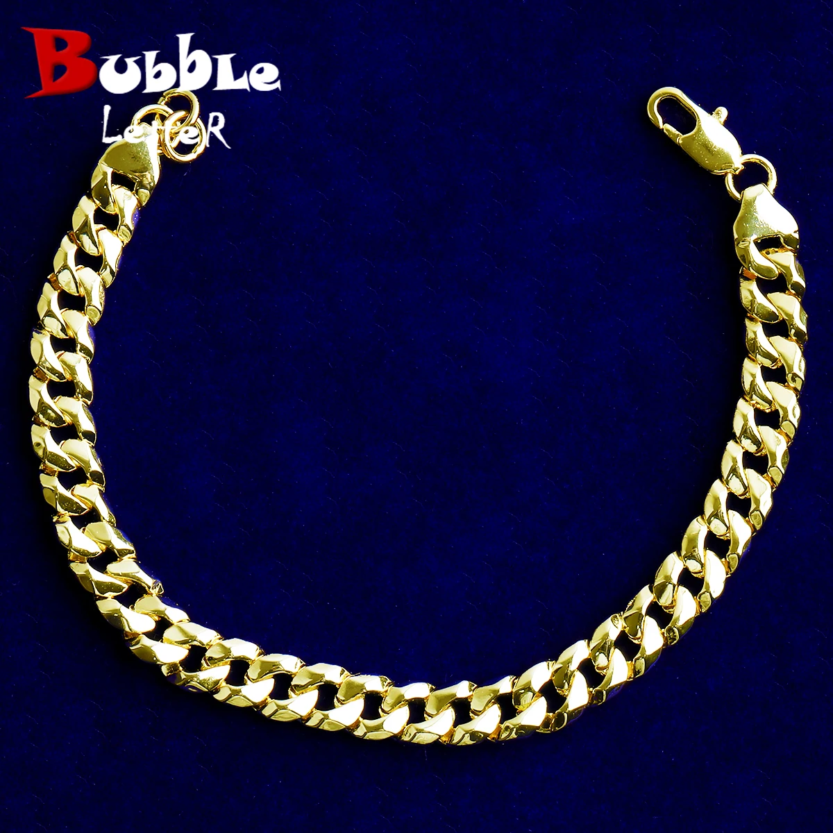 bubble-letter-smooth-cuban-link-bracelet-for-men-real-gold-plated-hip-hop-jewelry