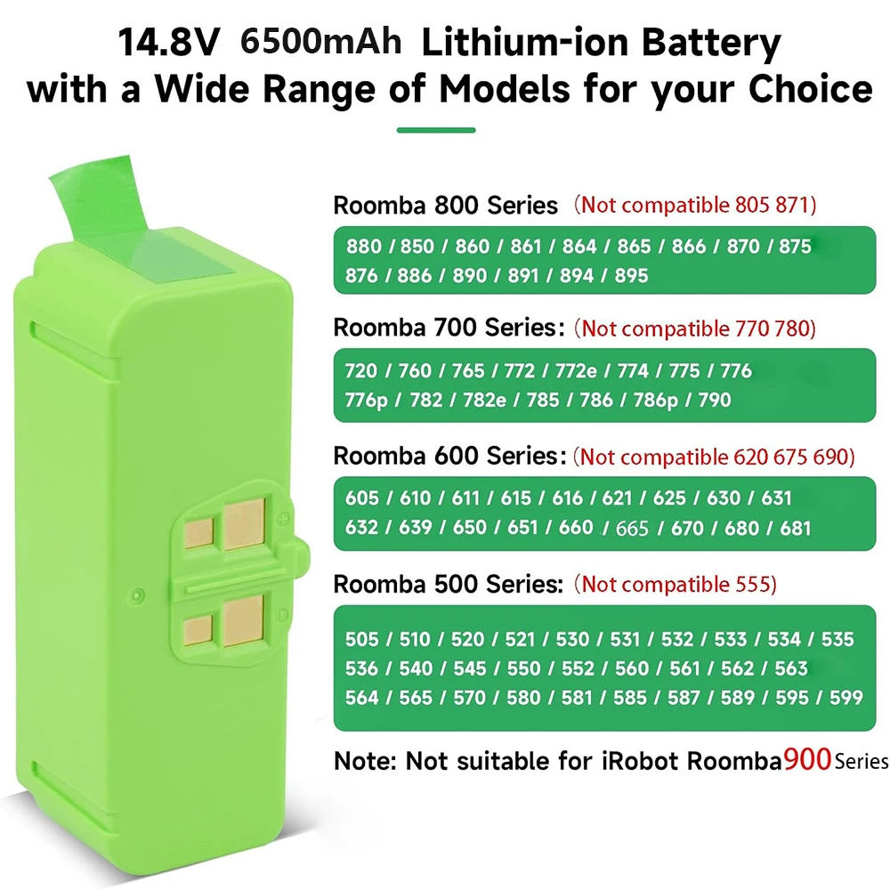 New Replacement Battery Pack for Roomba 500 600 700 Series Vacuum Cleaner 14.4V Li-ion with BMS Balance Protection Extended Life