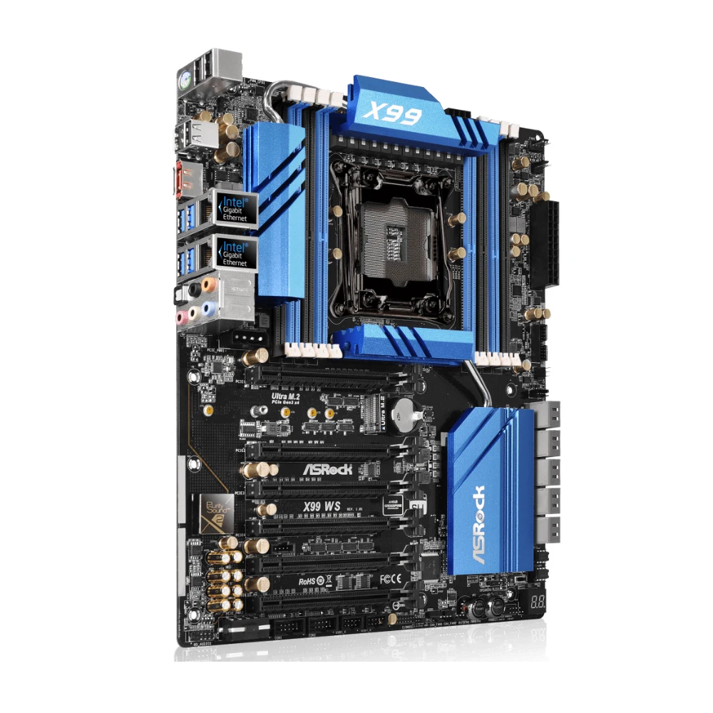 ASRock X99 WS Motherboard LGA 2011-3 Support i7-6800K 6900K E5-4669 2695 2690 2683 2609 1680 CPU 8xDDR4 3200MHz 128GB M.2 EATX