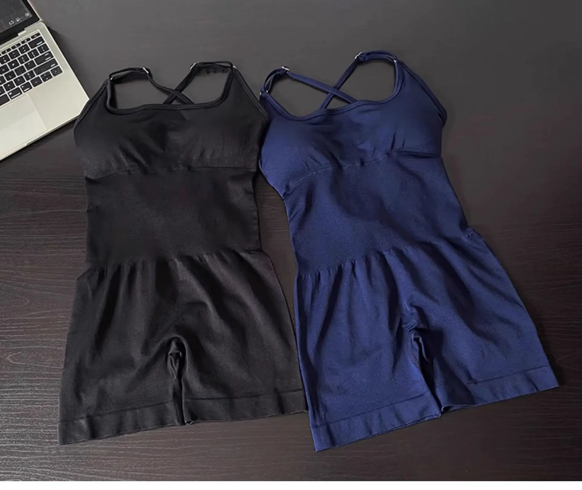 WAREBALL Yoga Set JumpSuits Sportswear Women Fitness Rompers Sexy One Piece Strap Tummy Control Padded Sports Bra Workout image 3