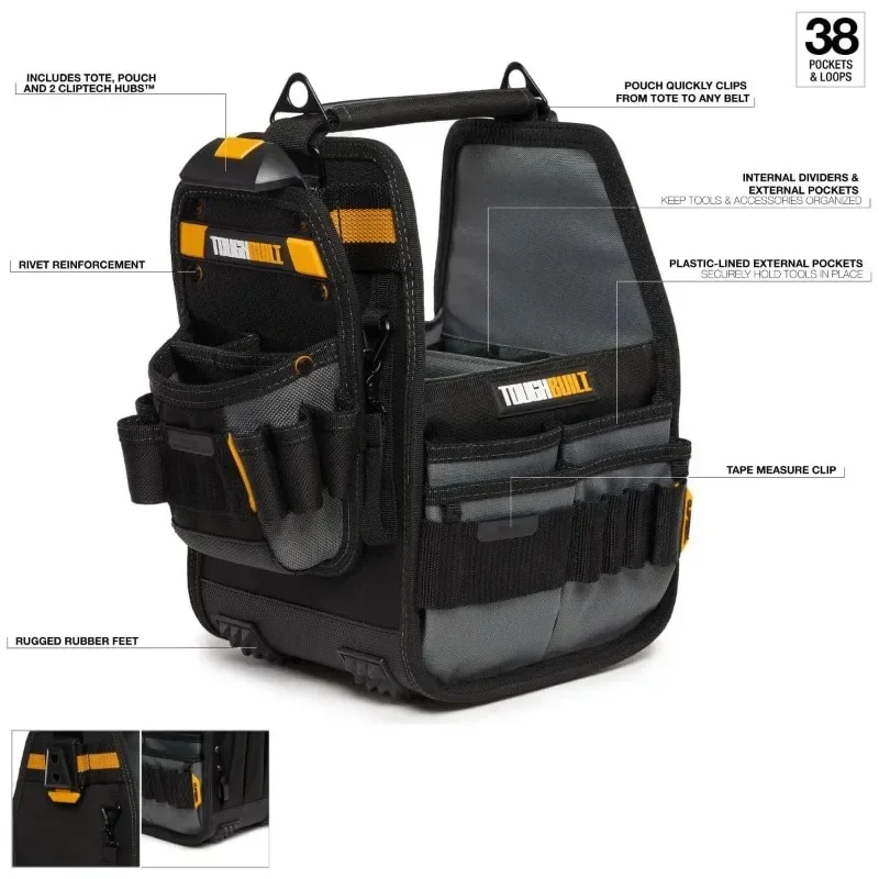 ToughBuilt TB-CT-180-8 Borsa tote da 8" con strumenti ClipTech Borsa da imballaggio TOUGHBUILT