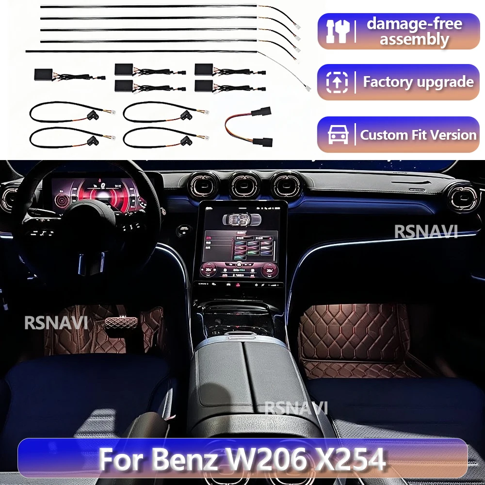 RGB color streamer For Benz W206 GLC X254 C-Class 2021+ Decorative Light Original 64Colors LED Car Active Luxury Interior