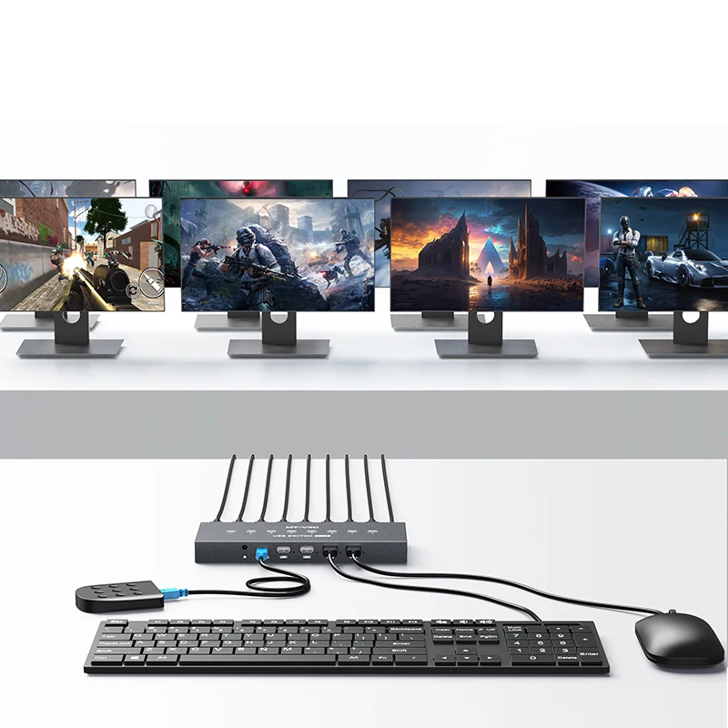 MT-VIKI 8X4 USB Switch 1 Set of Keyboard Mouse Control 8 PC NVR KM Switcher MT-SU84
