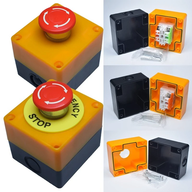 Industrial Emergency Stop Push Button Box Y090STOP Warning Ring Start‑Stop Switch Housing LA38 JL‑BX1‑BX2‑BX3 1Pc
