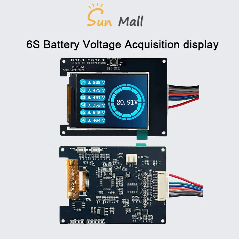 6S Battery Voltage Acquisition Display Of Single String Voltage Total Voltage TFT Dispaly For  Li-ion/Lifepo4/LTO Battery