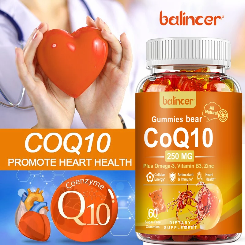 

Конфеты CoQ 10. с омегами-3, витамином B3 и цинком для здоровья сердца, клетовой энергией и антиоксидантной поддержкой.