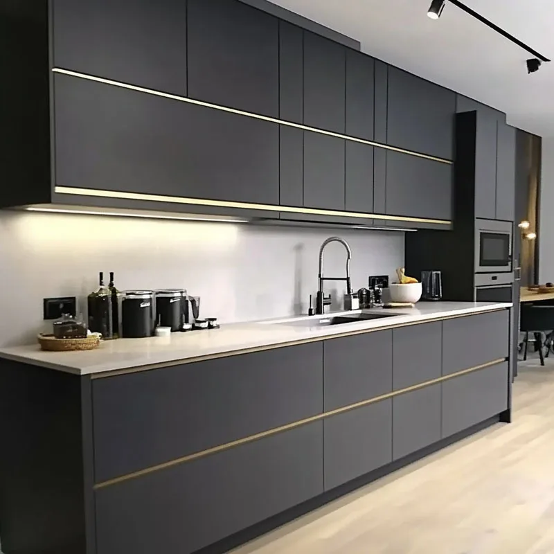 Australian European Modern Simple Black Free Handle Closet Cabinet Export Foreign Trade Engineering Cabinet Wholesale Factory