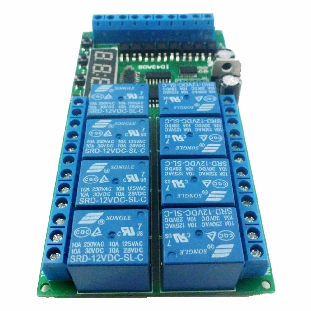 DC 12V 8 Channels Multifunction Timer Delay Relay Board Time Switch Timing Loop Interlock Self-locking Momentary Bistable