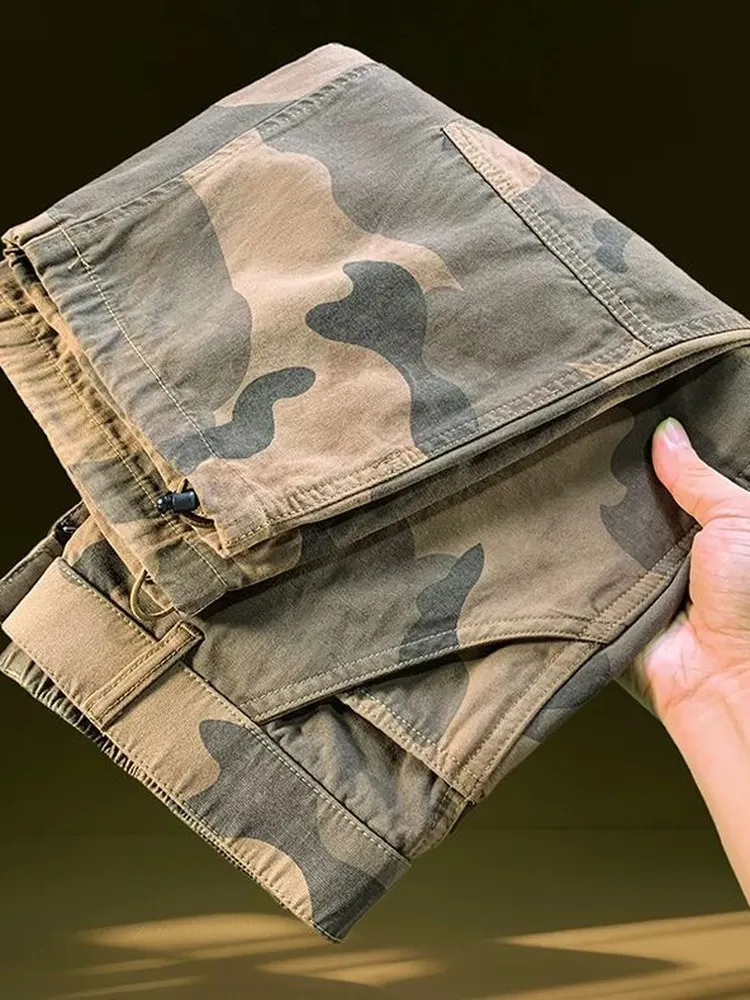 

American Sle Loose Fit Pure Cotton Camouflage Straight Leg Thin Work Trousers Outdoor High End Men's Casual Pants