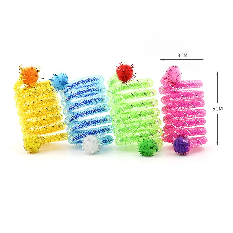 4pcs Pet Cat Toy Colorful Handmade Bouncy Spring Tube Interactive Toy Cat Toy Set Cat Interactive Toys Pet Supplies for Playing