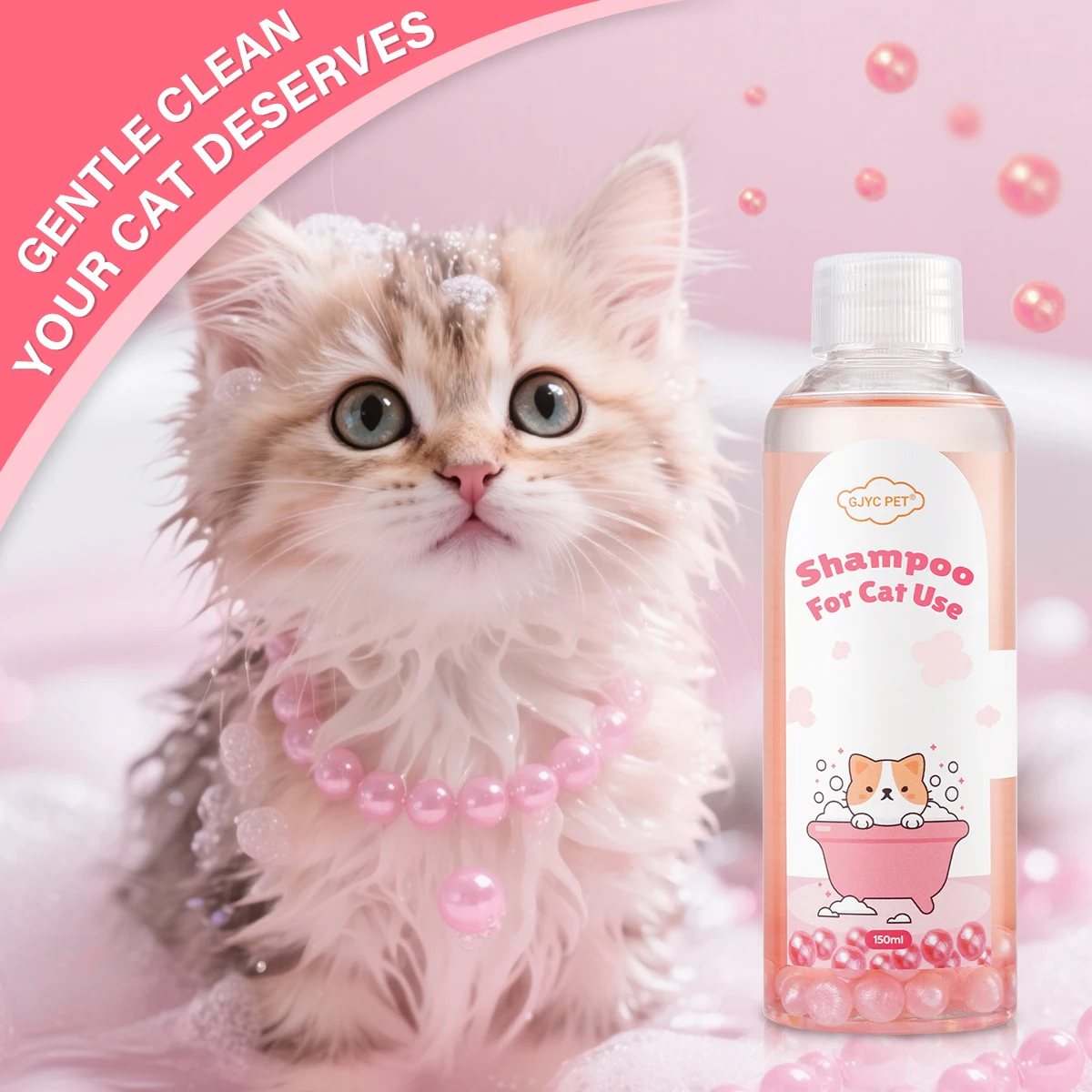 Natural Gentle Cat Shampoo Bubble Tea Scent Deep Cleansing Long Lasting Fragrance Soft Shiny Coat for All Cat Breeds Daily Care