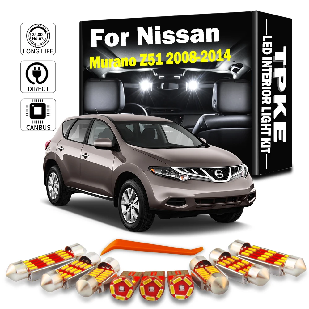 

TPKE 14 шт. светодиодный комплект внутренней дверной карты для Nissan Murano Z51 2008 2009 2010 2011 2012 2013 2014 автомобильная лампа для чтения багажника