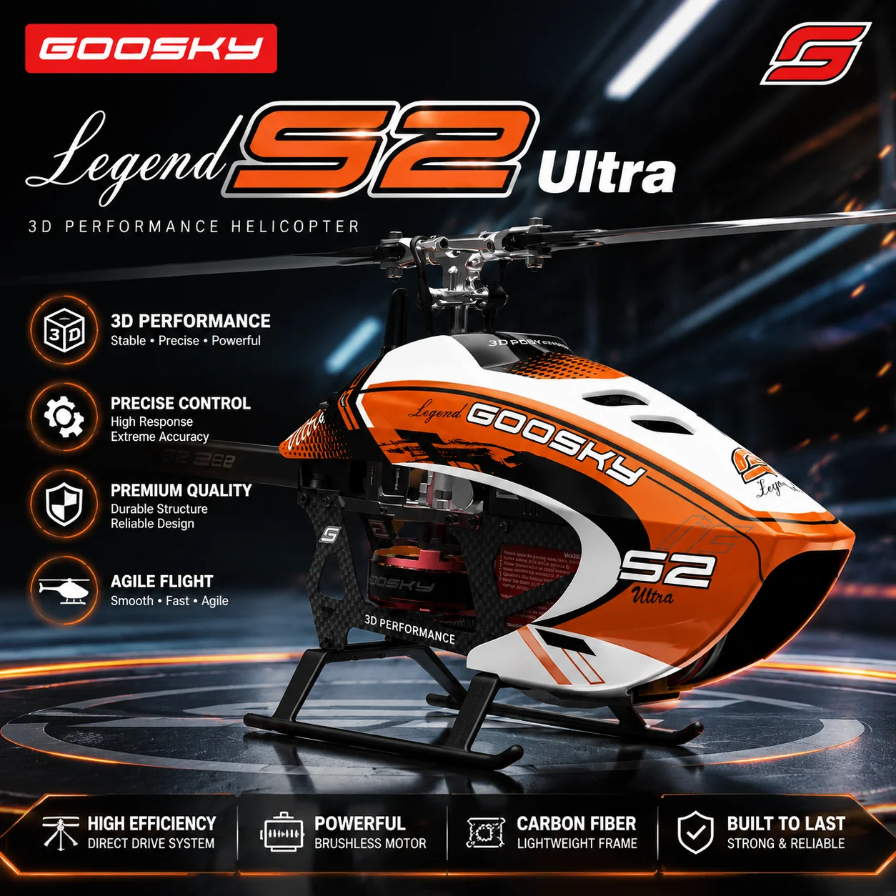 GOOSKY S2 Ultra RC Helicopter Model Toy, Professional 3D Aerobatic Stunt RC Helicopter Aircraft