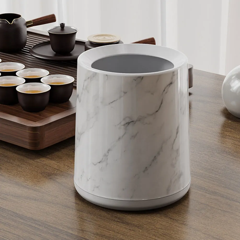 

Marble Trash Can Decorative Farmhouse Bathroom Garbage for Bedroom Waste Baskets Pp Trashcan Countertop