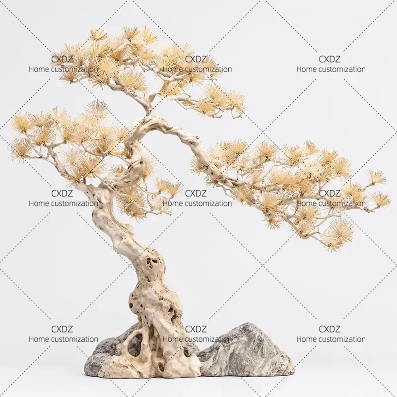 Simulated Welcome Pine Large Fake Tree for Shopping Mall Hotel Window Staircase Decorative Green Plant Landscape