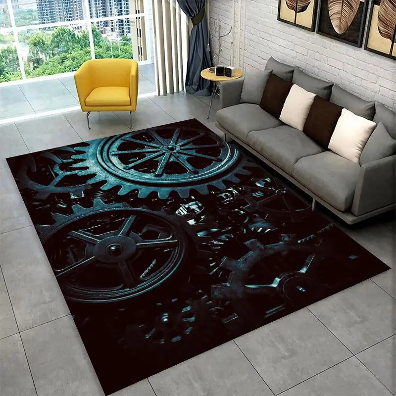 Retro Gears Mechanical Cogs Large Area Rug Non-slip Durable Carpet for Bedroom Living Room Sofa Doormat Home Decor Floor Mat
