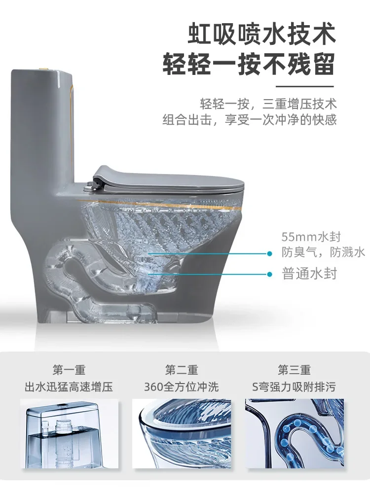 Nova luz de luxo cinza casa flush toalete cor cerâmica banheiro sifão desodorante assento