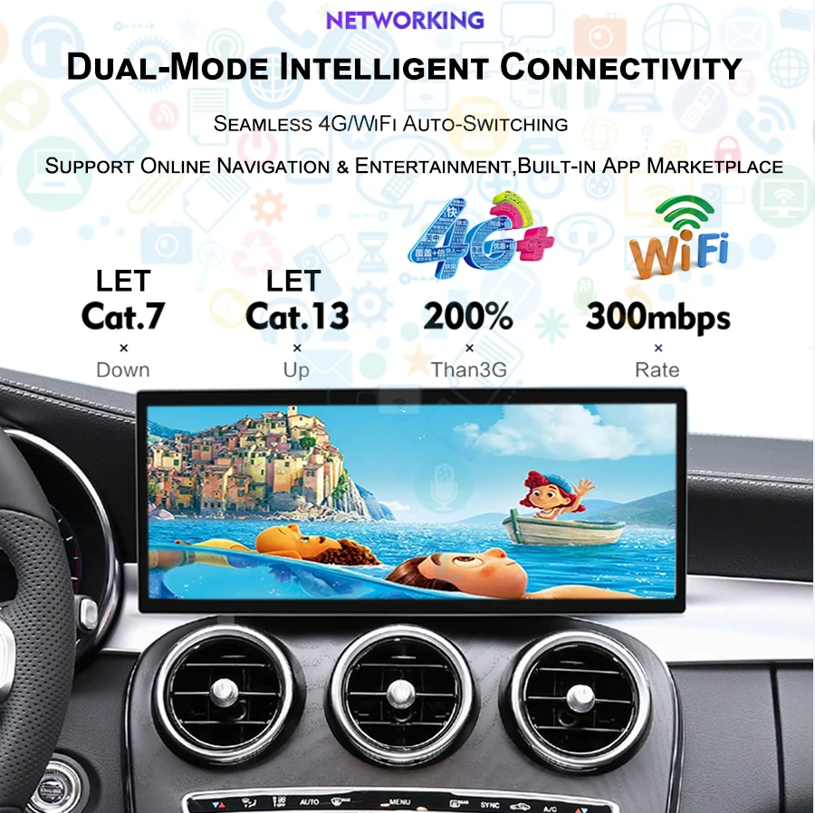 Schermo grande da 15.8 pollici PER BENZ CLS W218 2010-2015 Autoradio Carplay Android 15 Auto Stereo Navigazione GPS Lettore video Unità principale