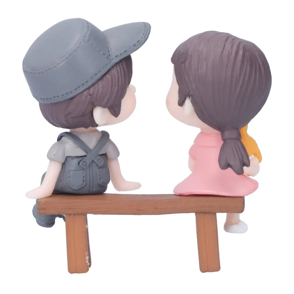 Synthetic Resin Mini Resin Human Figurines Grey 1.89x2.28cm Micro Landscape Decorative Ornaments Couple Ornaments