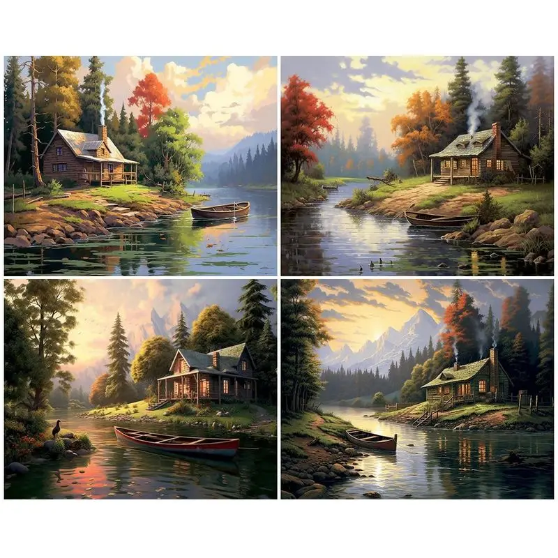 

GATYZTORY Village DIY Painting By Numbers Landscape Canvas Painting Home Decor For Beginner Wall Art Picture 40x50cm Unframe