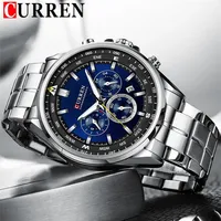 CURREN Man WristWatch Waterproof Chronograph Men Watch Military Top Brand Luxury Silver Stainless Steel Sport Male Clock 8399