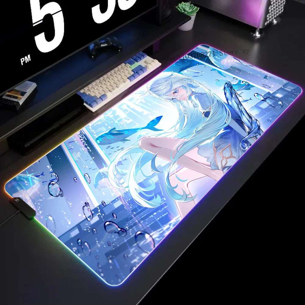 

Furina Genshin Impact Mousepad XXL RGB Gaming Mouse Pads HD Black Gamer Accessories Large LED