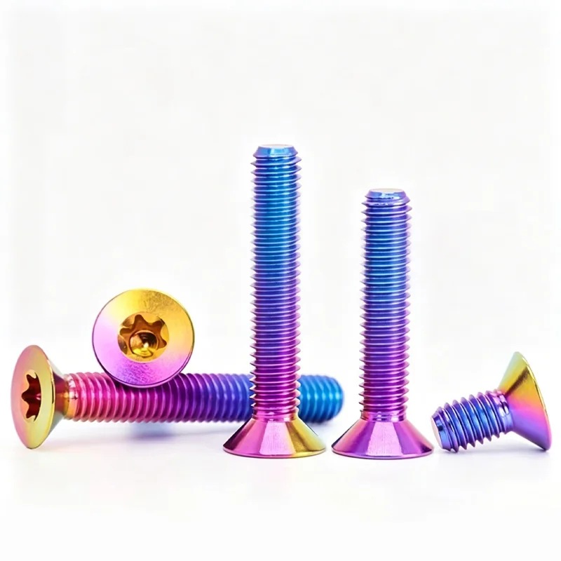 1pc TC4 Titanium Bolt M4 M5 M6 M8 TC4 Titanium Alloy Colour Countersunk Torx Screw for DIY Bicycle Motorcycle Modification