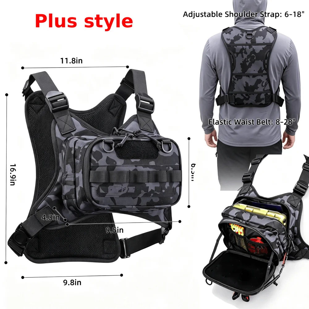 Angeln Locken Vorne Brust Weste Reise Rucksack Camping Wandern Outdoor Radfahren Bergsteigen Ausrüstung Taktische Tackle Tasche für Männer Sac – Detail 9