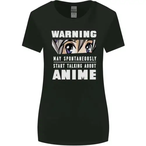 Warning May Start Talking About Anime Funny Womens Wider Cut T-Shirt