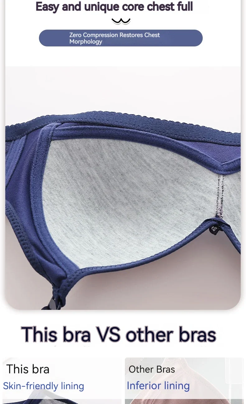Ladies Ultra-thin Without Steel Ring Fashionable Printing Adjustable Underwear Seamless Breathable Gathering Anti Sagging Bra